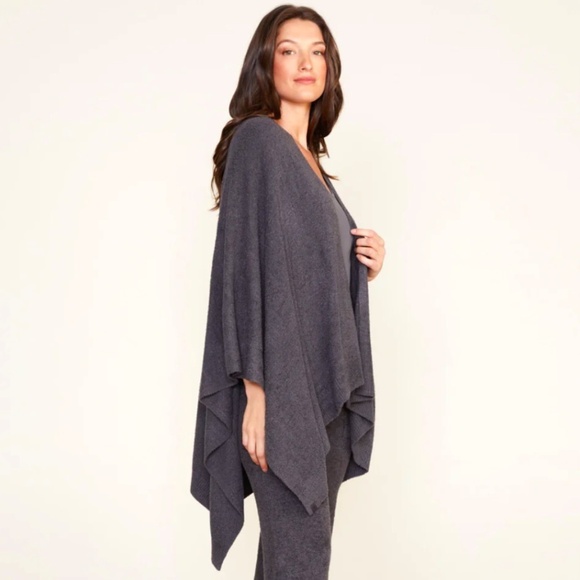 Barefoot Dreams CozyChic Lite Poncho Open Front Wrap Indigo Pacific Blue OS - Picture 1 of 15
